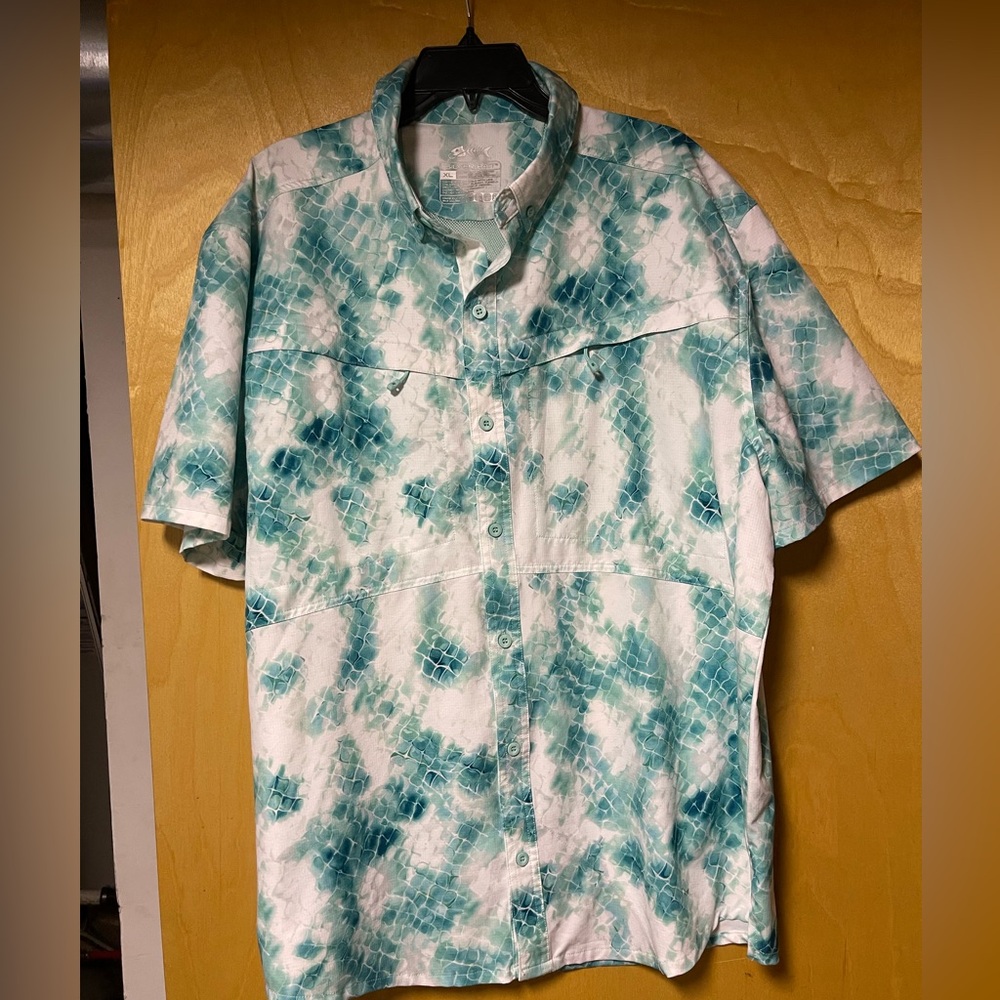 Silver Bait Mens Short Sleeve Fishing Shirt Vented Back Aqua size XL
